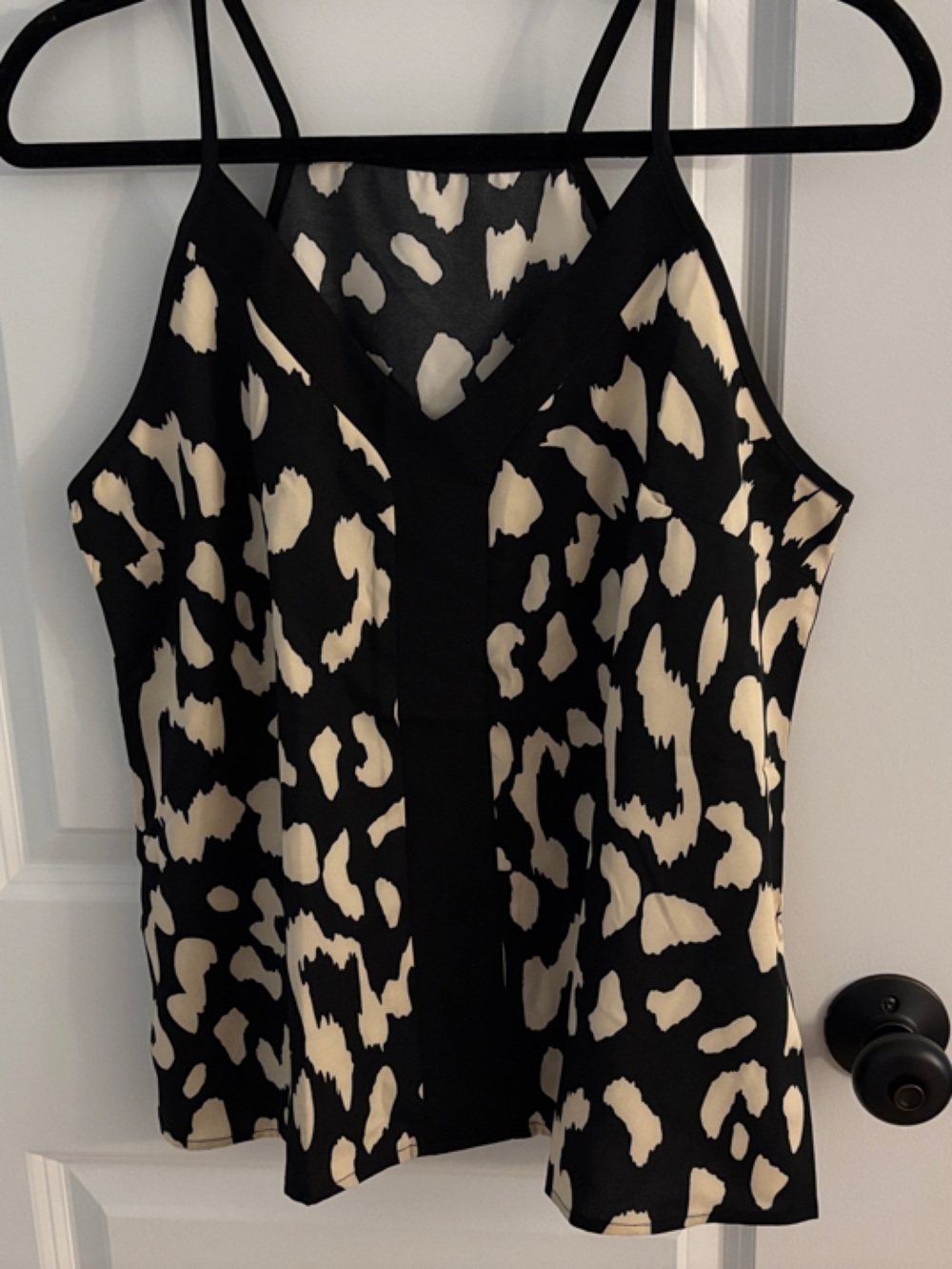 Black & Cream Leopard Print Spaghetti Strap Top